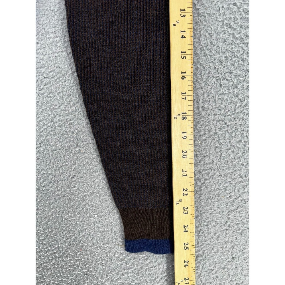 ROBERT GRAHAM Whalen Wool Quarter Zip Sweater Mens Size Large Brown Navy Stretch - Picture 9 of 15
